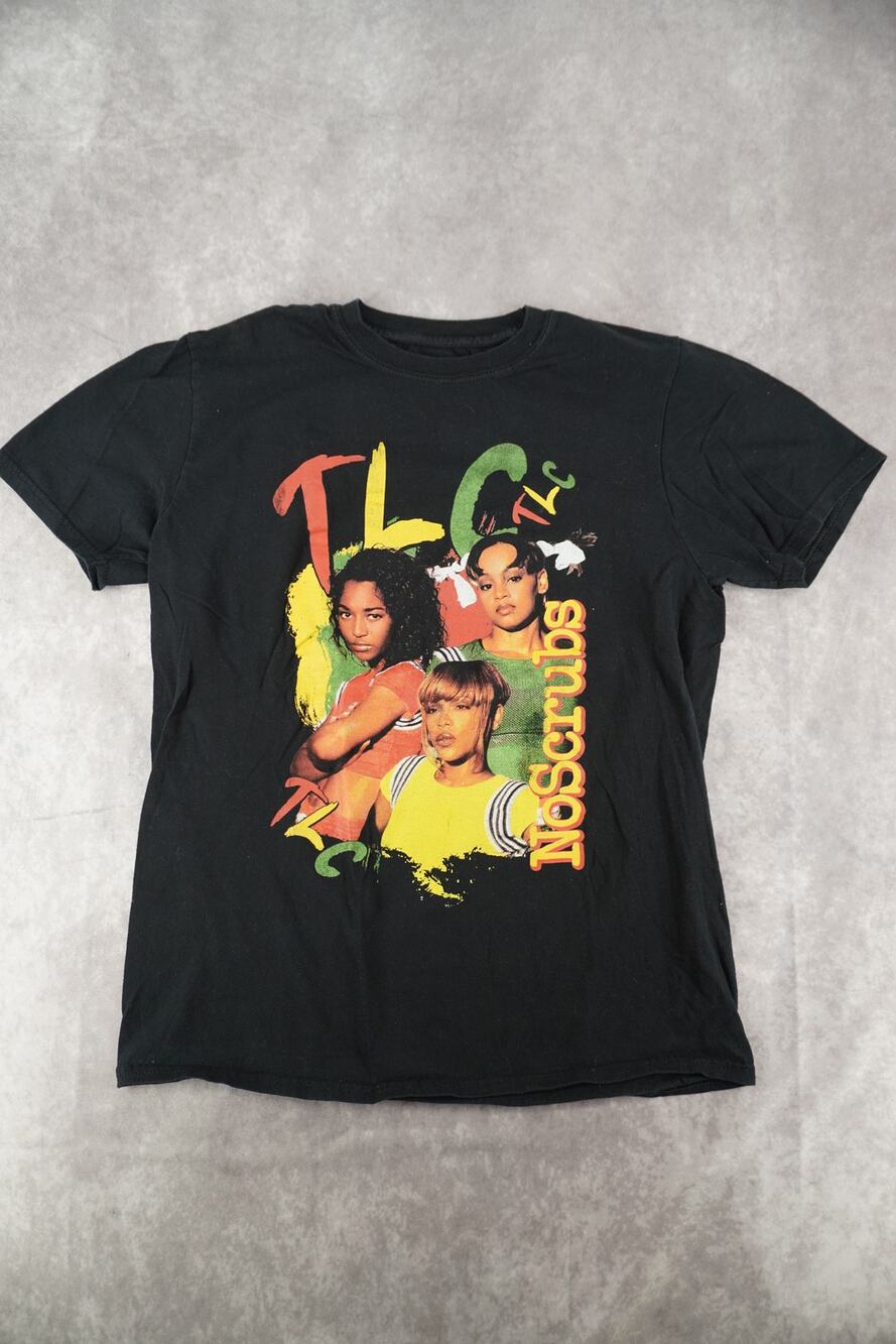 TLC No Scrubs Black Graphic Tee Medium 90s R&B Hip Hop Music Shirt